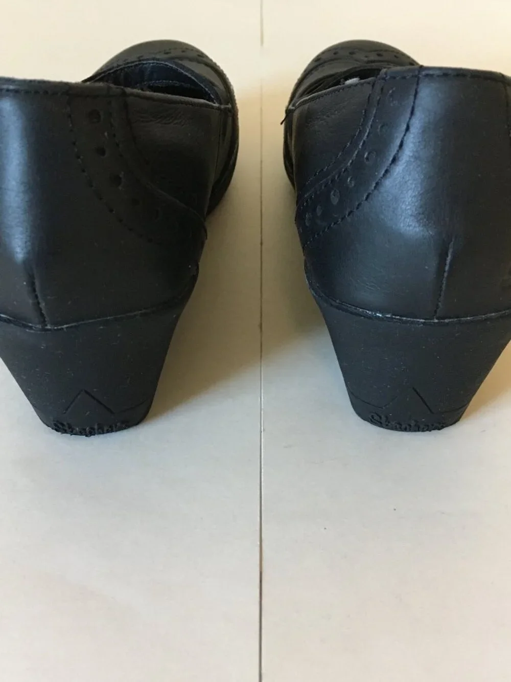 Skechers Black Mary Jane Shoes 7.5 Wedge Leather Buckle Twee Dark Academia